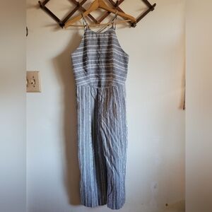 Heartloom Wide Leg Jumpsuit Tank Top Gray Medium Back Zip